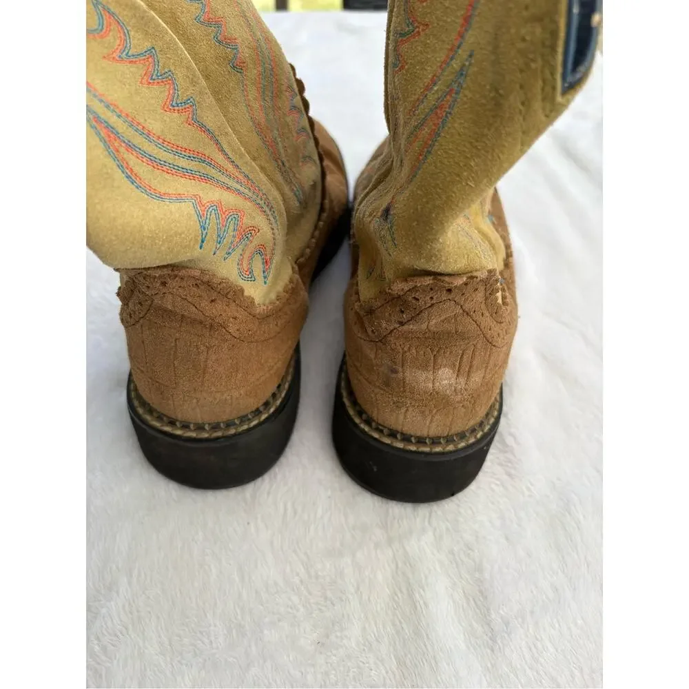 Ariat women's size 9.5 B cowboy boots fatbaby Blue Tan Western rodeo